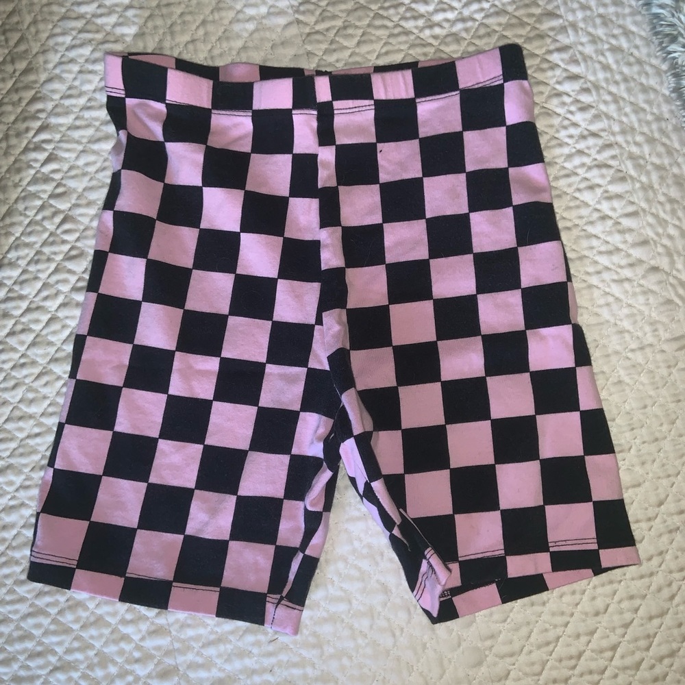 Checkered biker shorts